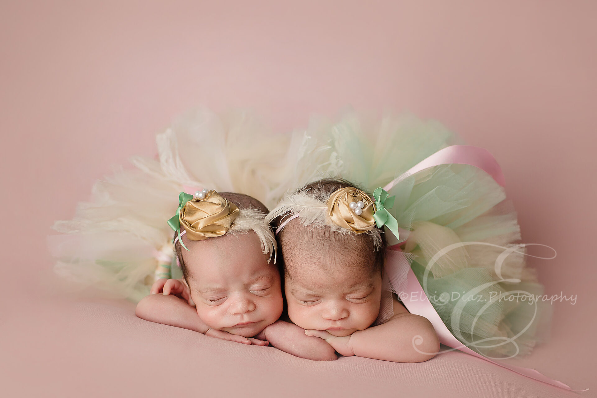 ElvieDiazPhotography-Chicago-Newborn-Photographer-Twin-Girls-pink-tutu