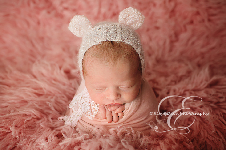 chicago-newborn-photographer-elvie-girl-wrapped-baby-bear-pink